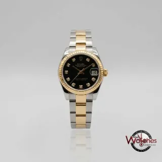 Foto 1 di 2: Rolex Datejust de señora (acero y oro, esfera negra con diamantes)