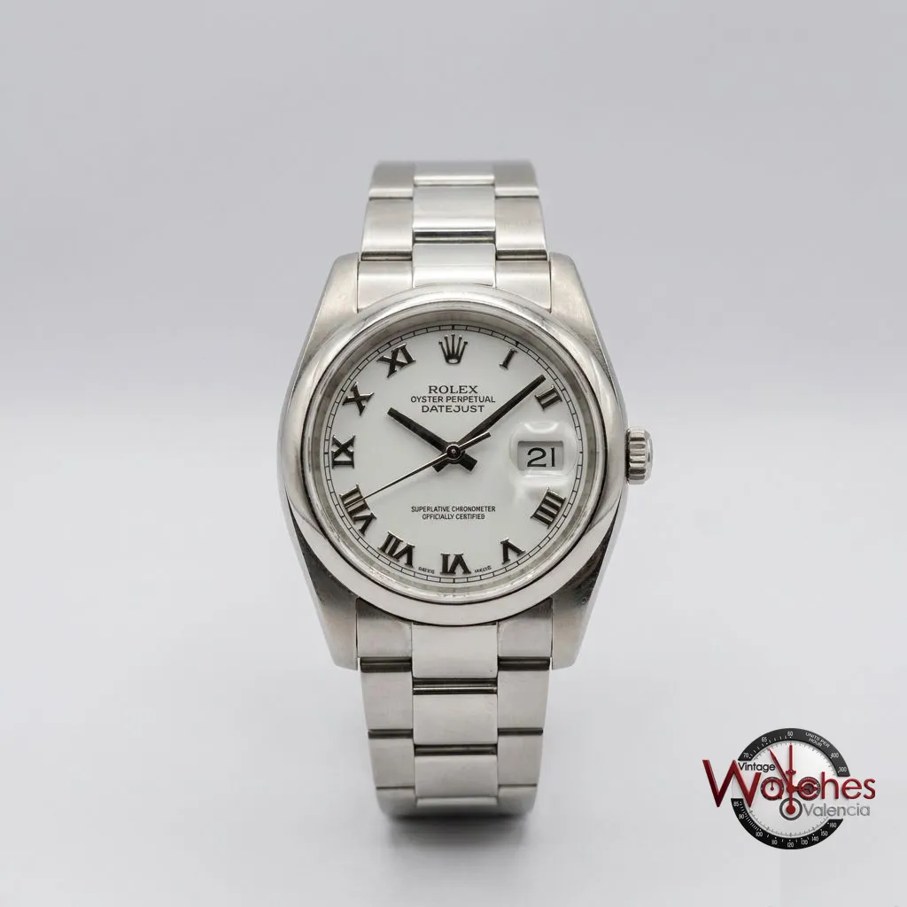 Rolex Datejust (acero, esfera blanca con números romanos)